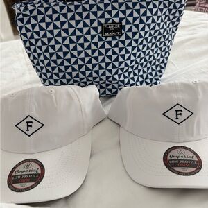Flagler Scout cooler bag and two White Baseball Caps